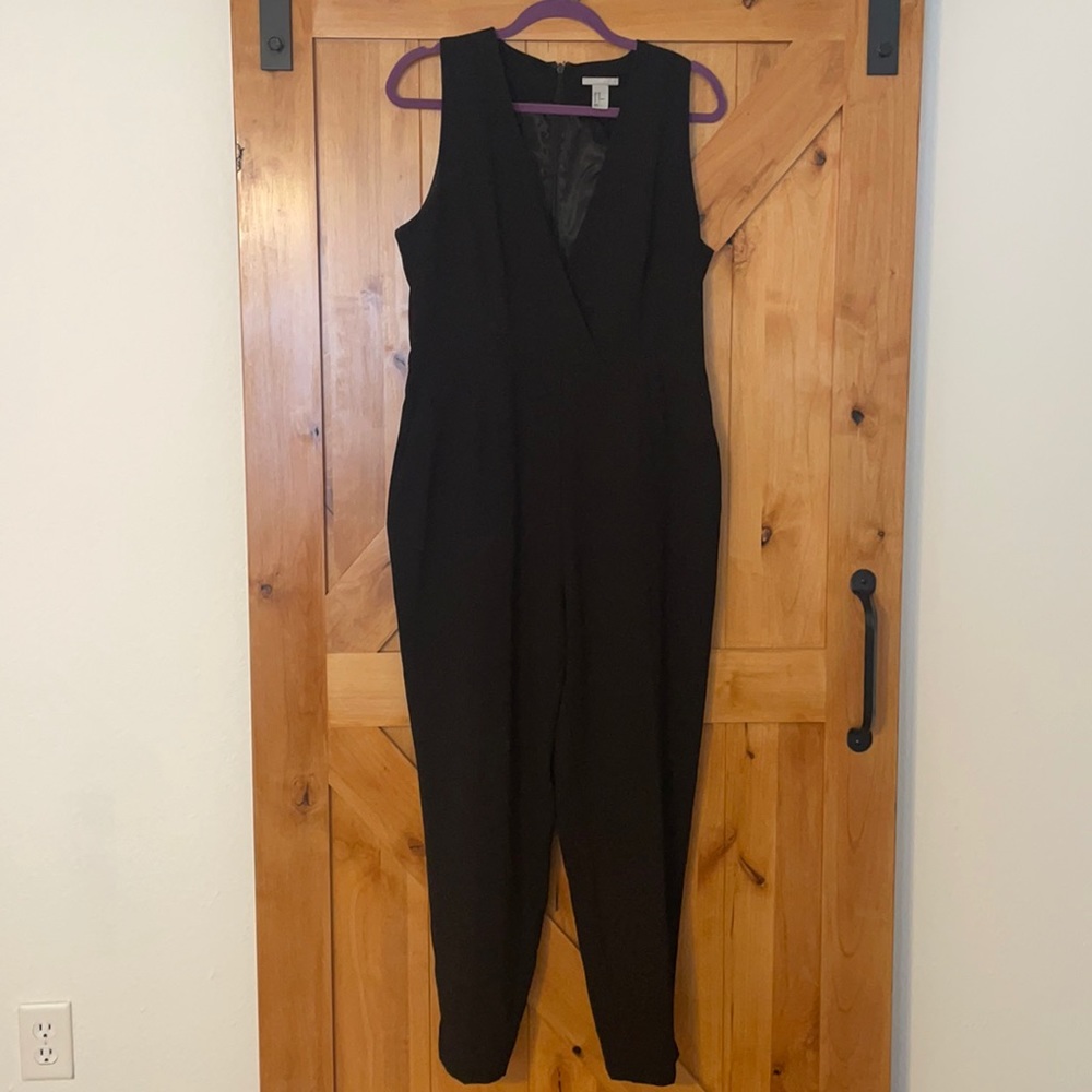 H&M plunge black jumpsuit